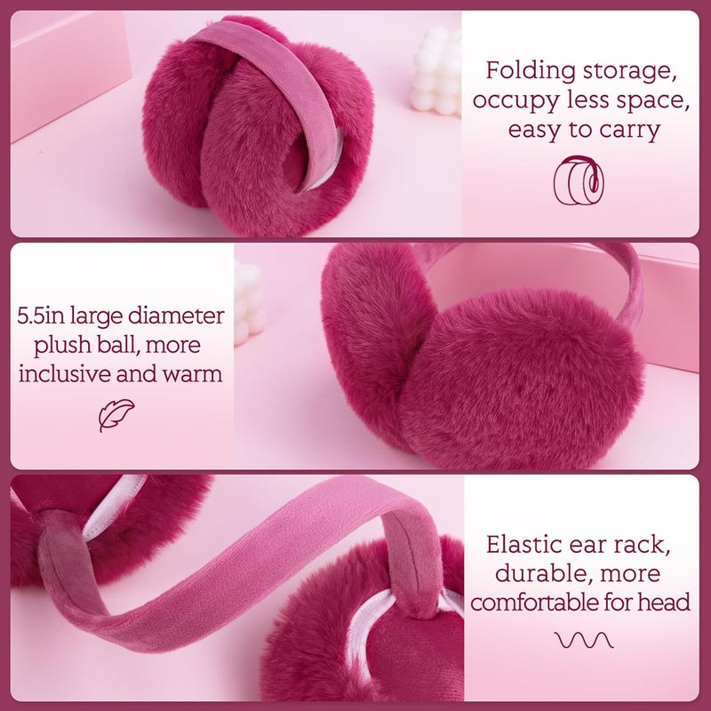Lainlight Store Earmuffs for Women Winter Warm Foldable Ear Muffs Faux Fur Cute Fuzzy Ear Warmers for Girls Women - Image 3